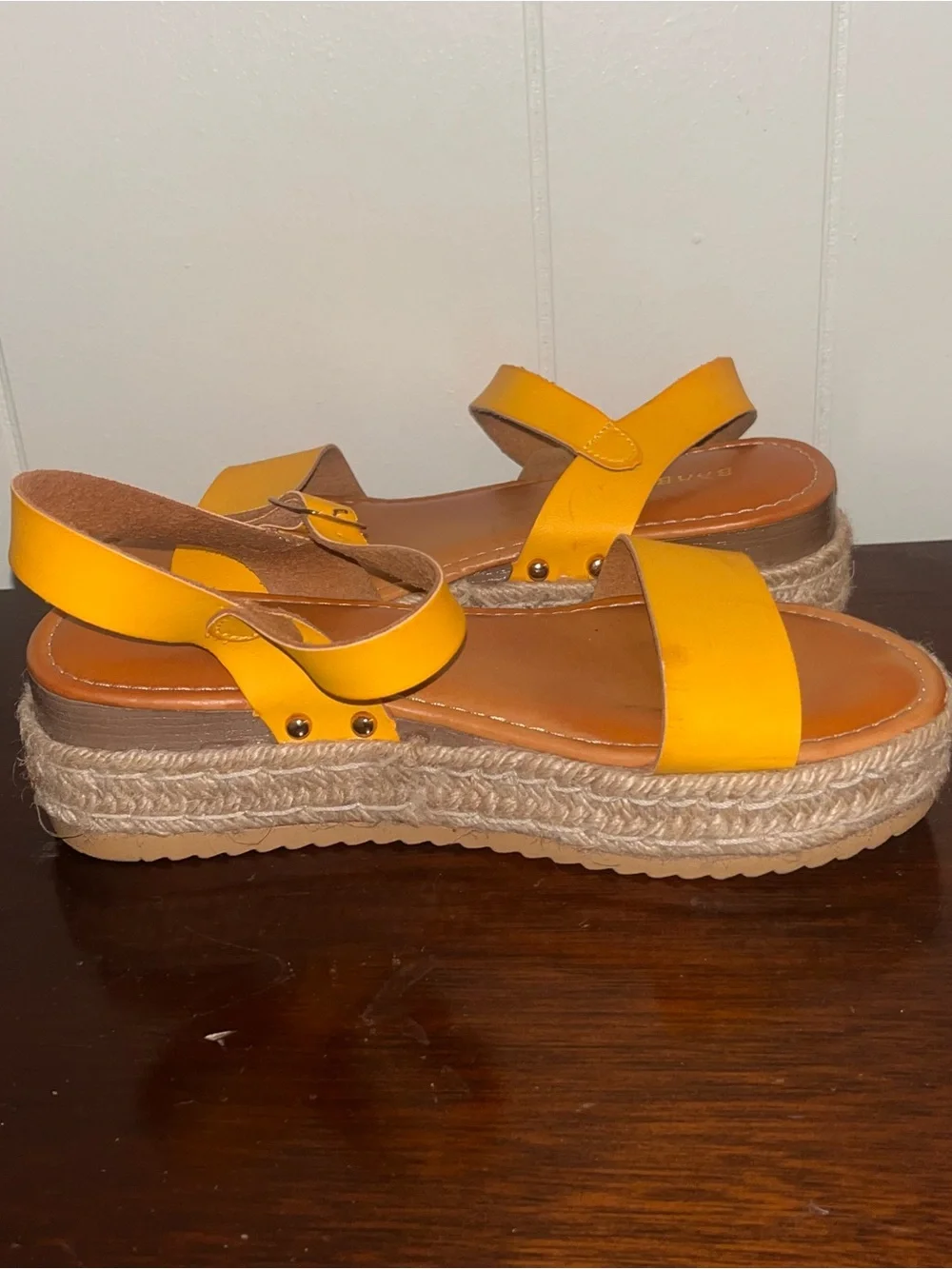 BAMBOO Yellow Platform Espadrille Sandals